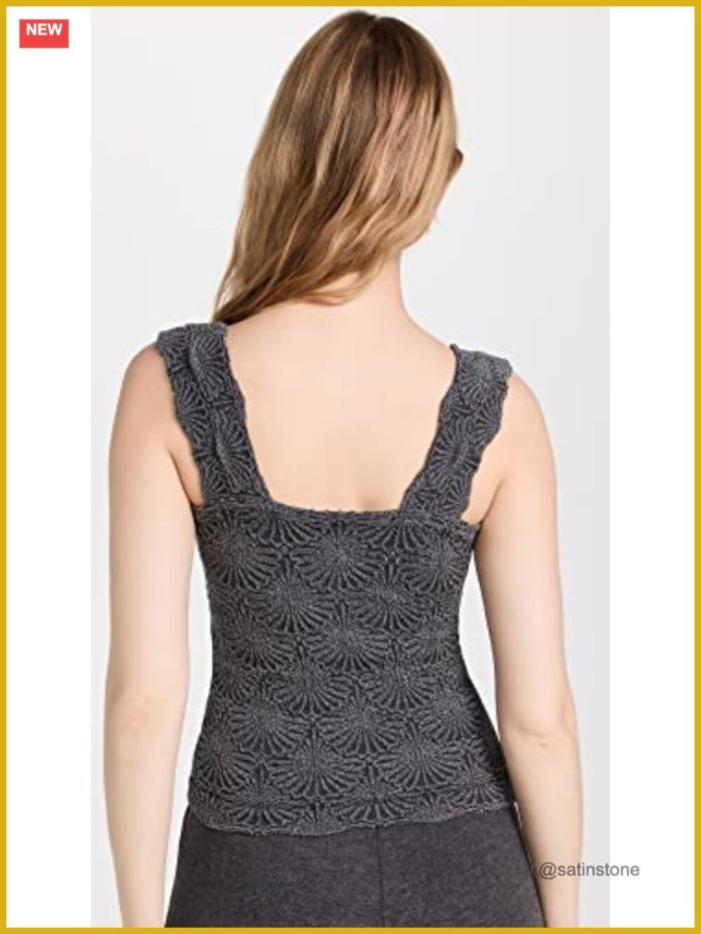Lightweight Knit Square Neck Floral Lettuce Edge Cami - Picture 2 of 5